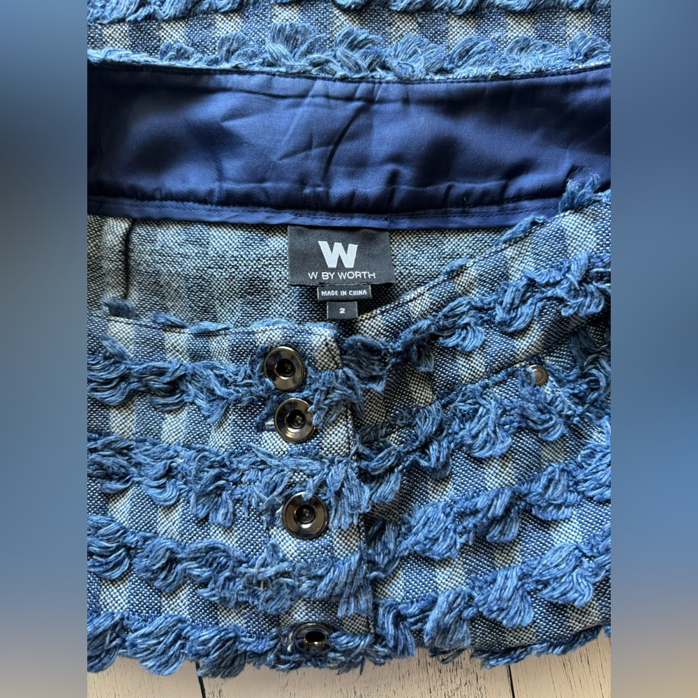 W by Worth Denim Frayed Blue Skirt - Picture 9 of 12